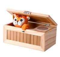 Деревянная бесполезная коробочка с тигром Useless Box со звуками, Шкатулка с сюрпризом